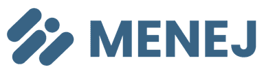 blue menej logo with text